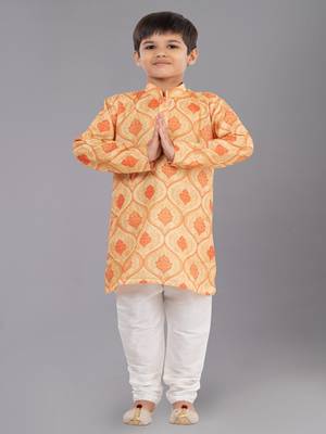 Printed Cotton Kurta Pyjama Set For Boy's 3