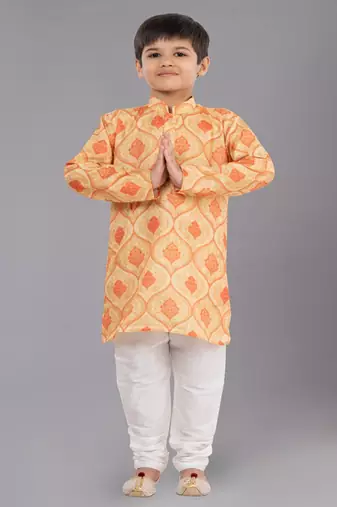 Printed Cotton Kurta Pyjama Set For Boy's