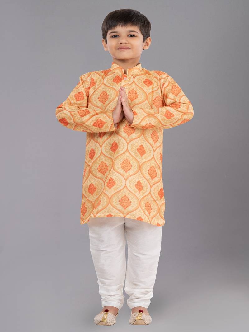 Printed Cotton Kurta Pyjama Set For Boy's