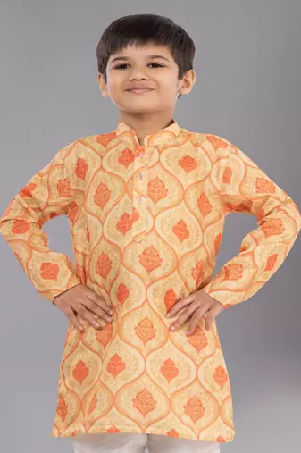 Printed Cotton Kurta Pyjama Set For Boy's