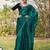 Rama green heavy hot fix zarkan stone border & belt work satin silk chiffon party wear with blouse