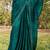 Rama green heavy hot fix zarkan stone border & belt work satin silk chiffon party wear with blouse