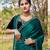 Rama green heavy hot fix zarkan stone border & belt work satin silk chiffon party wear with blouse