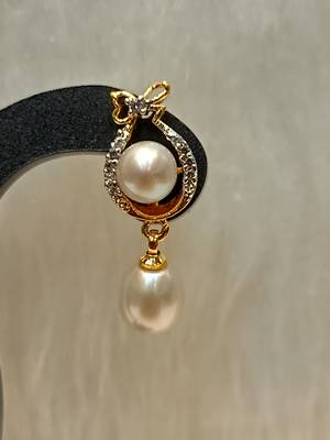 Mannat raj pearls and jewellers natural fresh water hyderabadi exclusive pearls danglers 3