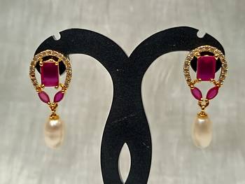 Mannat raj pearls and jewellers natural fresh water hyderabadi unique pearls danglers 4