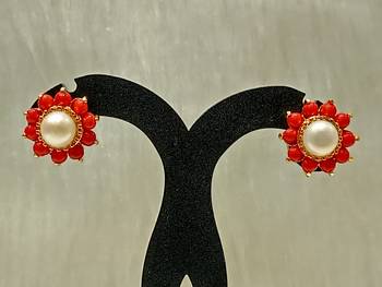 Mannat raj pearls and jewellers hyderabadi unique corals studs 1