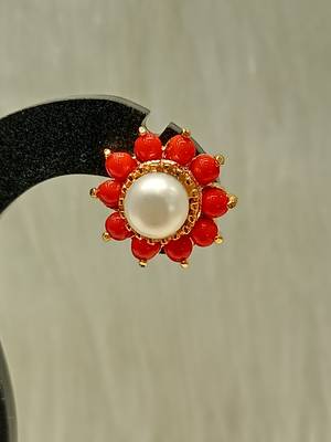 Mannat raj pearls and jewellers hyderabadi unique corals studs 2