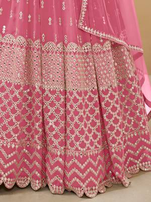 pink sequins georgette lehenga set choli with dupatta with dupatta 6