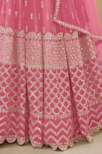 pink sequins georgette lehenga set choli with dupatta with dupatta