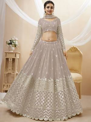 grey sequins georgette lehenga set choli with dupatta with dupatta 1