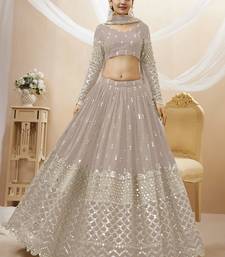 grey sequins georgette lehenga set choli with dupatta with dupatta