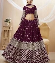 wine sequins georgette lehenga set choli with dupatta with dupatta