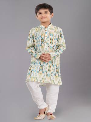 Printed Cotton Kurta Pyjama Set For Boy's 1