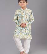 Printed Cotton Kurta Pyjama Set For Boy's