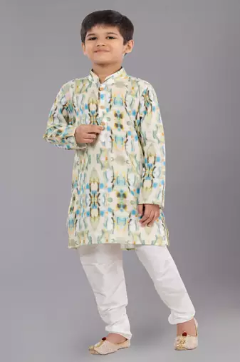 Printed Cotton Kurta Pyjama Set For Boy's