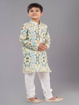 Printed Cotton Kurta Pyjama Set For Boy's 3