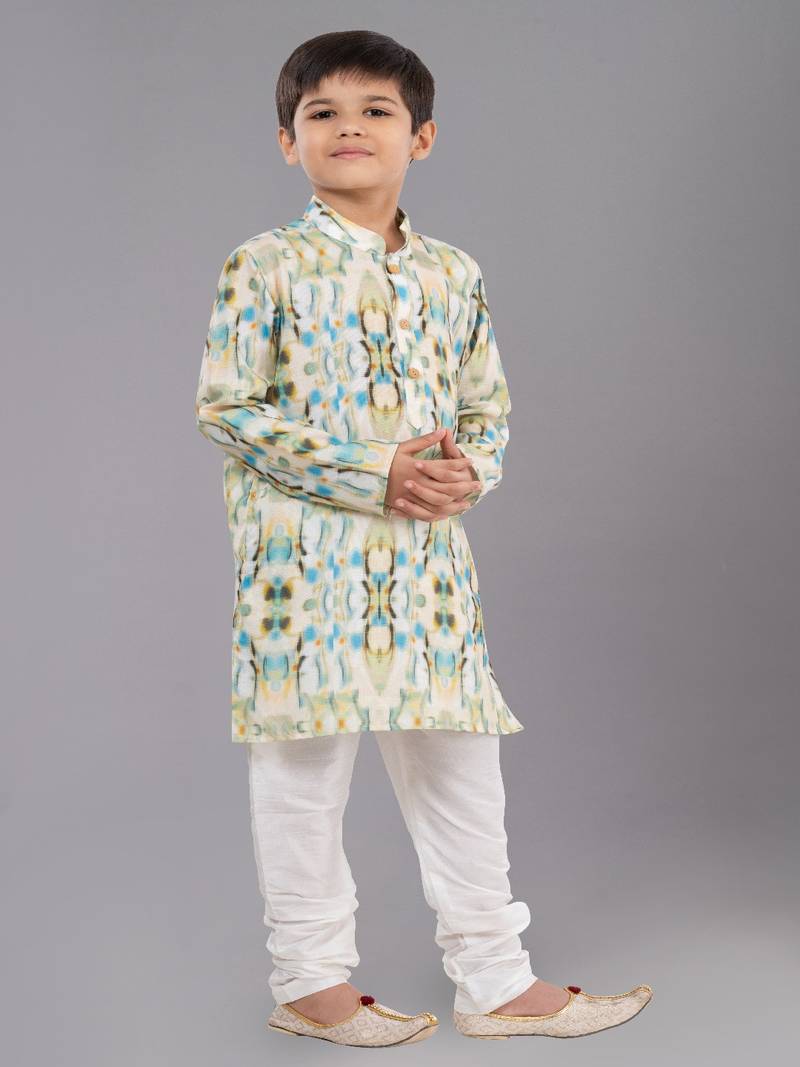 Printed Cotton Kurta Pyjama Set For Boy's