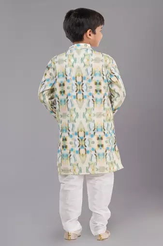 Printed Cotton Kurta Pyjama Set For Boy's