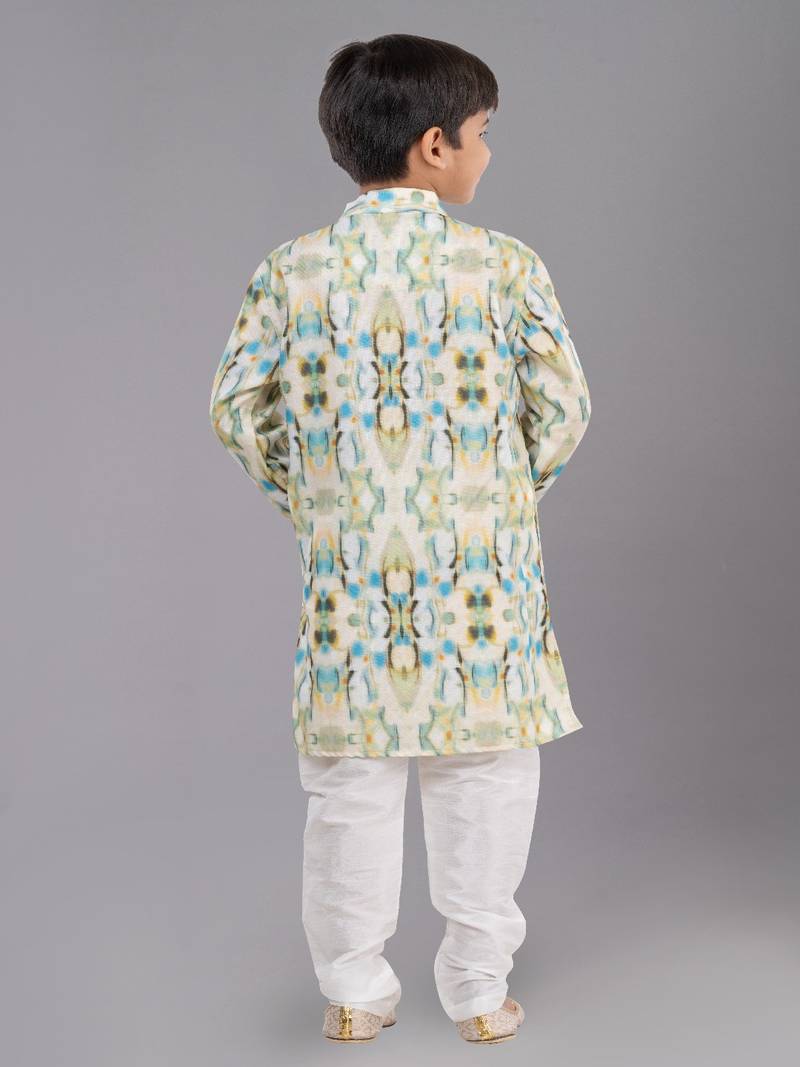Printed Cotton Kurta Pyjama Set For Boy's