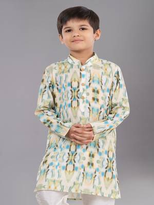 Printed Cotton Kurta Pyjama Set For Boy's 5