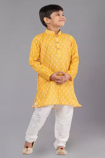 Printed Cotton Kurta Pyjama Set For Boy's