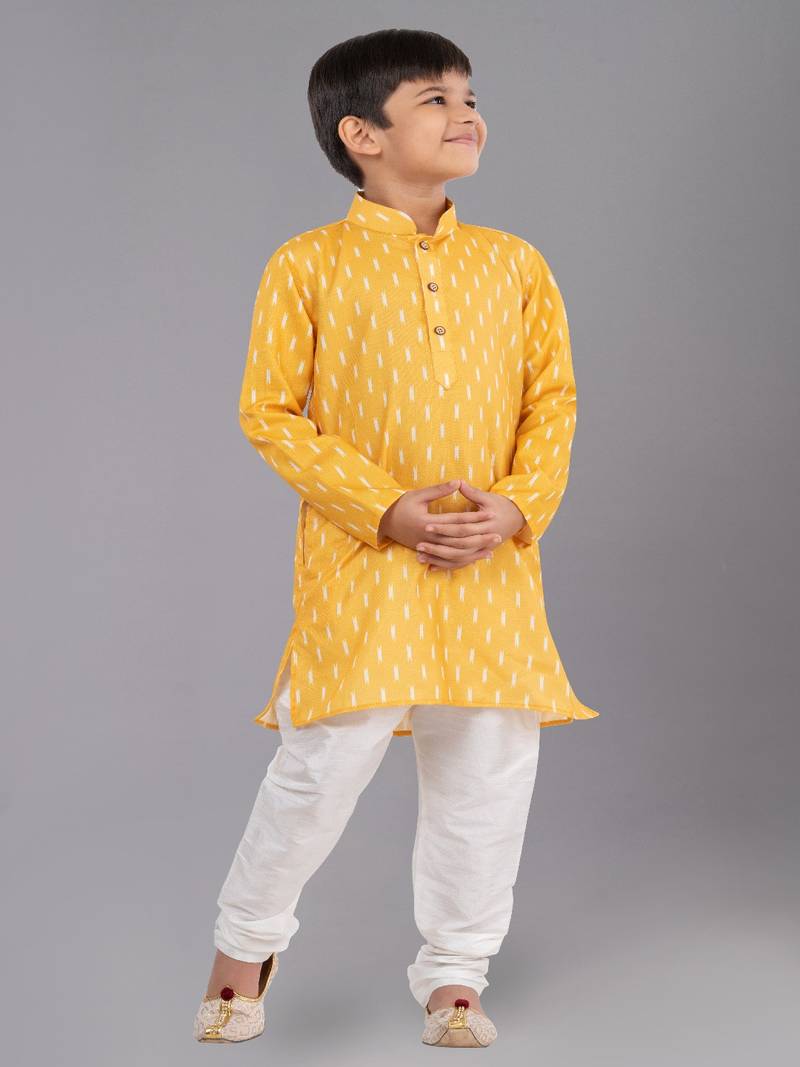 Printed Cotton Kurta Pyjama Set For Boy's