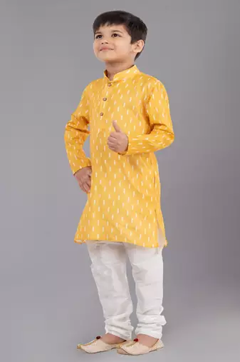 Printed Cotton Kurta Pyjama Set For Boy's