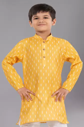 Printed Cotton Kurta Pyjama Set For Boy's