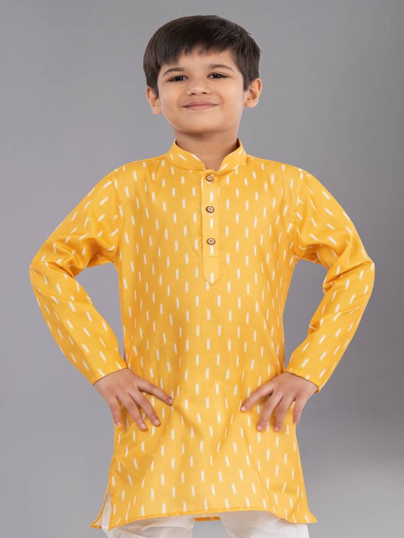 Printed Cotton Kurta Pyjama Set For Boy's