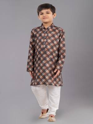 Printed Cotton Kurta Pyjama Set For Boy's 1