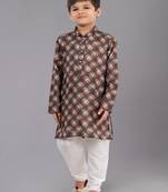 Printed Cotton Kurta Pyjama Set For Boy's