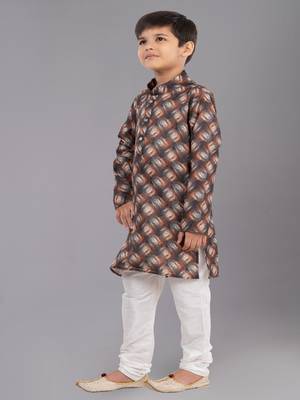 Printed Cotton Kurta Pyjama Set For Boy's 3