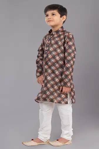 Printed Cotton Kurta Pyjama Set For Boy's