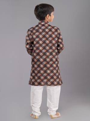 Printed Cotton Kurta Pyjama Set For Boy's 4