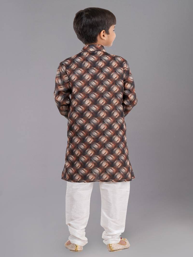 Printed Cotton Kurta Pyjama Set For Boy's
