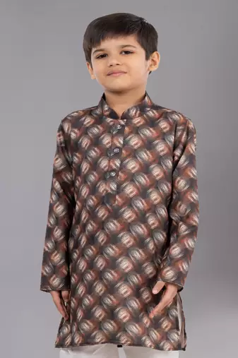 Printed Cotton Kurta Pyjama Set For Boy's