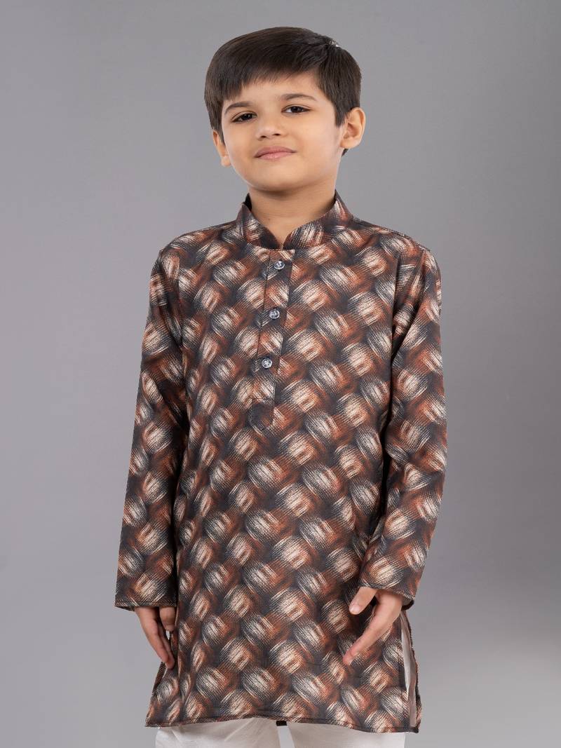 Printed Cotton Kurta Pyjama Set For Boy's