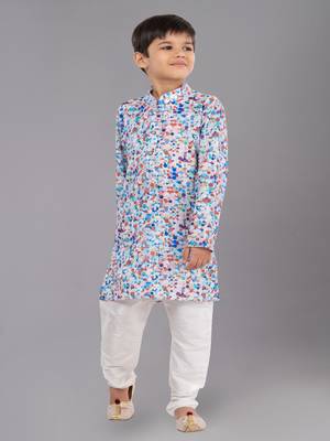Printed Cotton Kurta Pyjama Set For Boy's 1