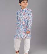 Printed Cotton Kurta Pyjama Set For Boy's
