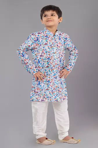 Printed Cotton Kurta Pyjama Set For Boy's