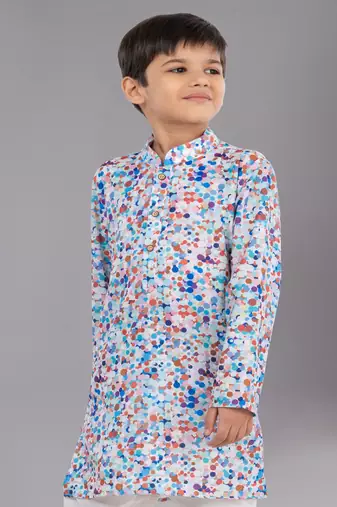 Printed Cotton Kurta Pyjama Set For Boy's