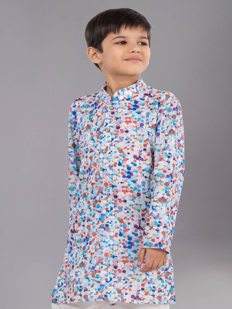 Printed Cotton Kurta Pyjama Set For Boy's