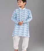 Printed Cotton Kurta Pyjama Set For Boy's
