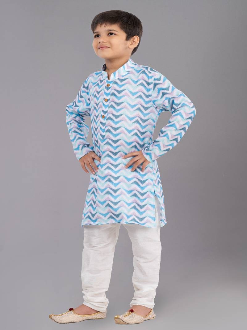 Printed Cotton Kurta Pyjama Set For Boy's
