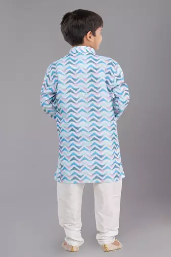 Printed Cotton Kurta Pyjama Set For Boy's