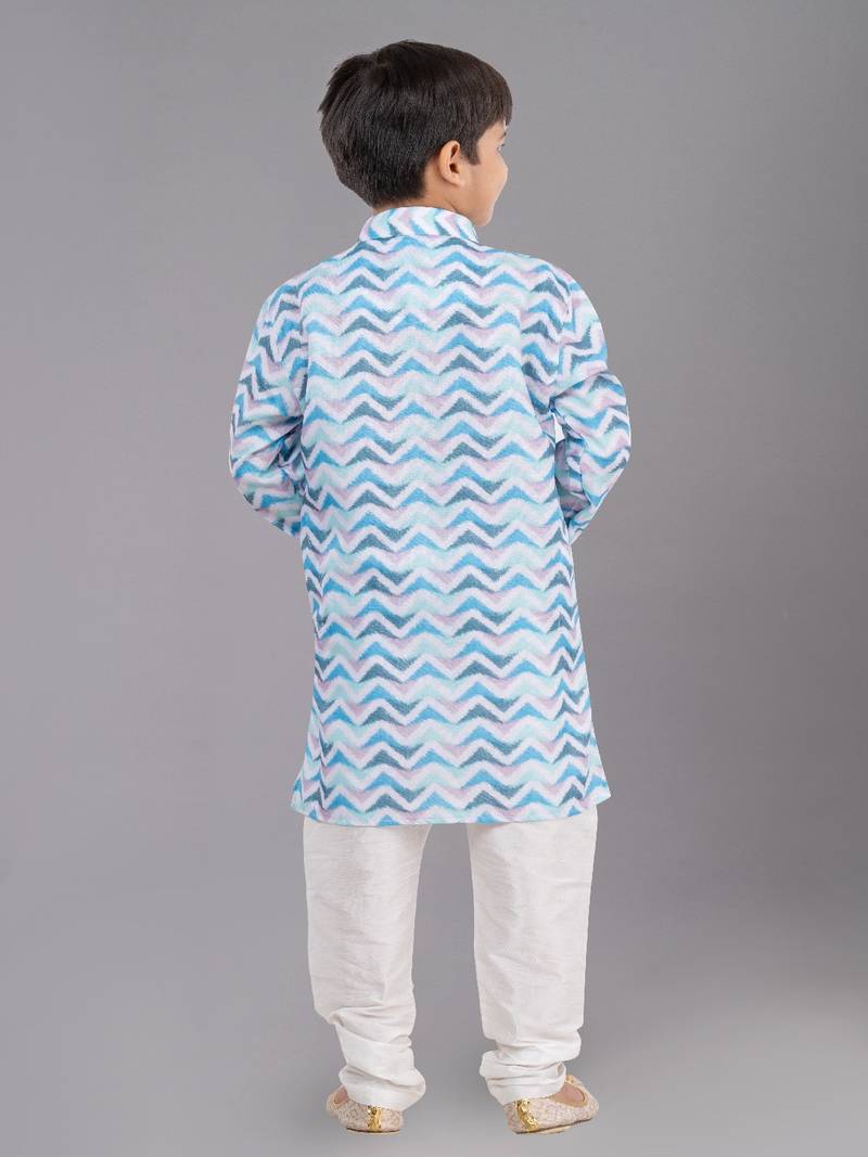 Printed Cotton Kurta Pyjama Set For Boy's