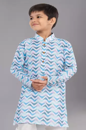 Printed Cotton Kurta Pyjama Set For Boy's