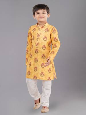 Printed Cotton Kurta Pyjama Set For Boy's 1