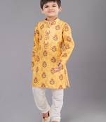 Printed Cotton Kurta Pyjama Set For Boy's