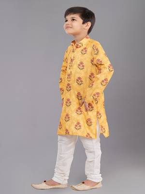 Printed Cotton Kurta Pyjama Set For Boy's 2
